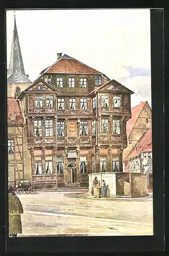 Künstler-AK Hildesheim, Gasthaus Neustädter Schenke am Neustädter Markt