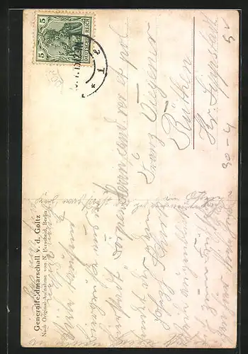 Künstler-AK Generalfeldmarschall v. d. Goltz in Uniform