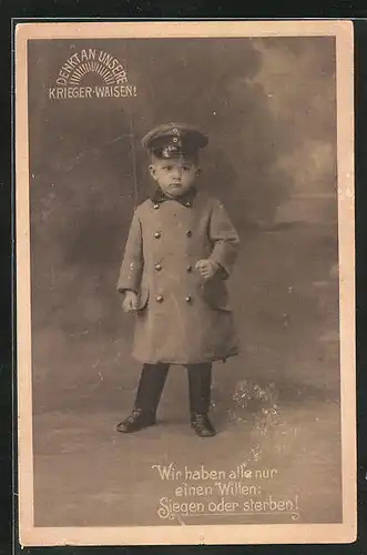 AK Kleiner Soldat mit Schirmkappe