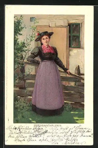 AK Unterinntalerin in Tracht, bayerische Tracht