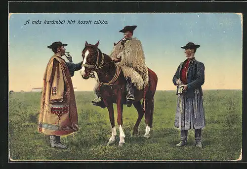 AK A mas karambol hirt hozott csikos, ungarische Männer mit Pferd