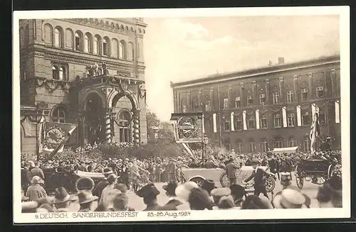 AK Hannover, 9. Deutsch. Sängerbundfest 1924, Auto-Parade