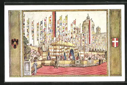 AK Wien, 10. Deutsches Sängerbundfest 1928, Festzelt am Burgring