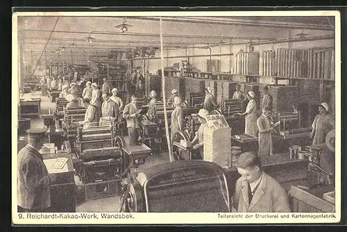 AK Wandsbek, Reichardt-Kakao-Werk, Teilansicht der Druckerei und Kartonnagenfabrik