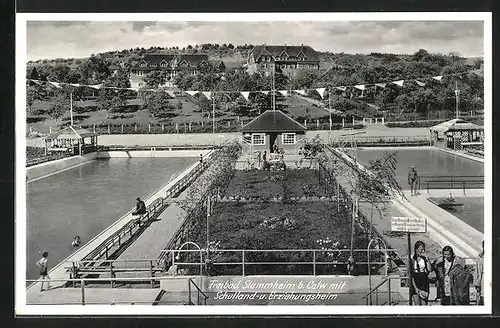 AK Stammheim b. Calw, Freibad mit Schulland- u. Erziehungsheim