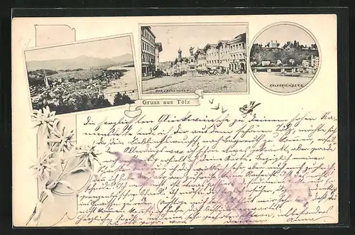 AK Tölz, Kalvarienberg, obere Markt, Gesamtansicht