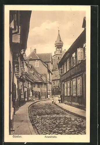 AK Goslar, Peterstrasse mit Mädchen