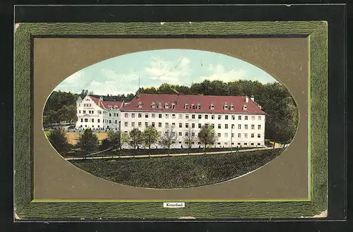 Präge-AK Krumbad, Kurhaus im Passepartoutrahmen