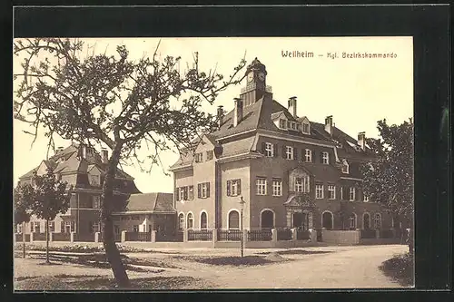 AK Weilheim, Königliches Bezirkskommando mit Baum