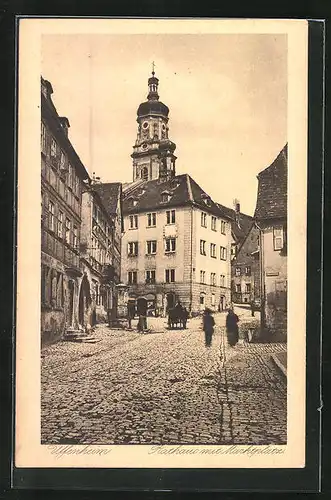 AK Uffenheim, Rathaus mit Marktplatz