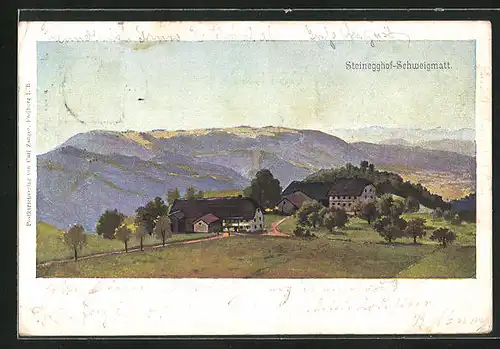 AK Schweigmatt, Steinegghof mit Gebirgslandschaft