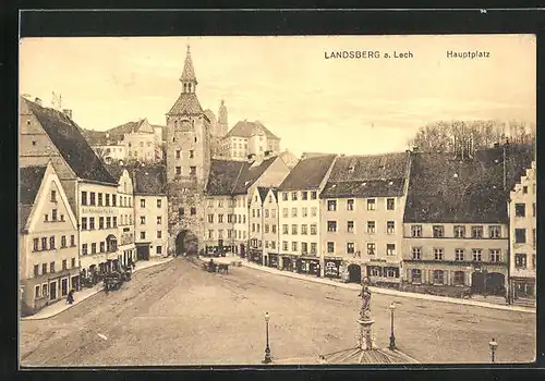 AK Landsberg a. Lech, Hauptplatz mit Stadttor