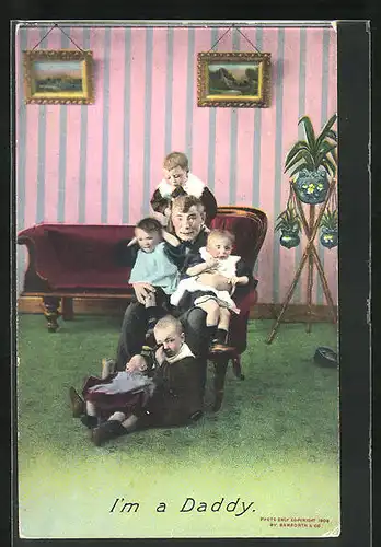 AK Überforderter Vater mit Kindern, Scherz