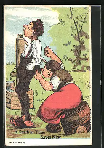 AK A Stitch in Time, saves nine, Scherz