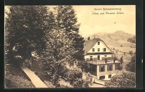 AK Schwarzenberg, Hotel und Pension Kreuz