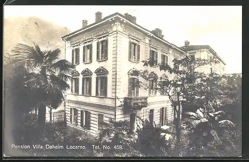 AK Locarno, Hotel-Pension Villa Daheim mit Palmen