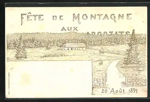 Lithographie St. Cergue, Fete de Montagne Argozats 1899