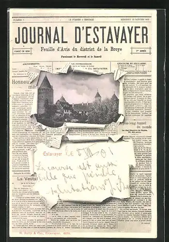 AK Estavayer, Am Schloss, Zeitung Journal d`Estavayer