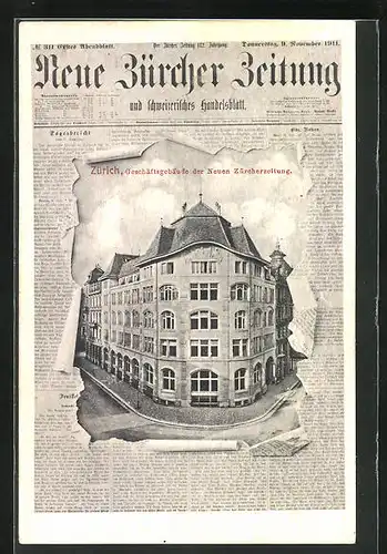 AK Zürich, Geschäftsgebäude der Neuen Zürcherzeitung