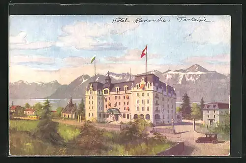 Künstler-AK Lausanne, Alexandra Grand Hotel