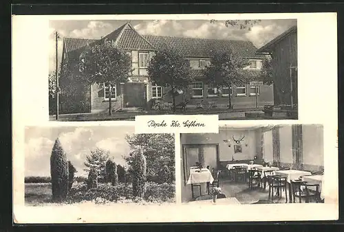 AK Repke /Krs. Gifhorn, Gasthaus, Innenansicht, Ortspartie