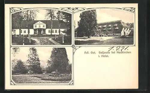 AK Neukirchen i. Holst., Adl. Gut Satjewitz, Mehrfachansicht