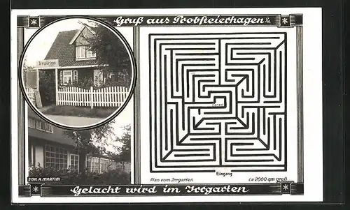 AK Probsteierhagen, Gasthaus Zum Irrgarten, Plan