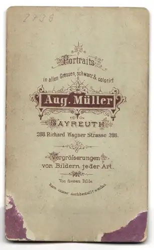 Fotografie A. Müller, Bayreuth, Richard Wagner Strasse 288, Junger Soldat des Inf. Rgt. 7