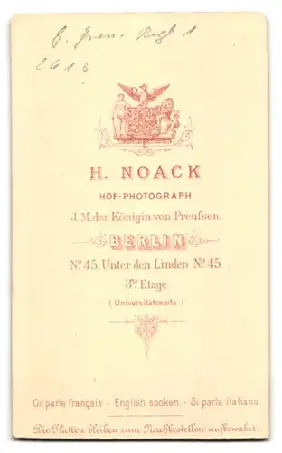 Fotografie H. Noack, Berlin, Unter den Linden 45, Einjährig-Freiwilliger des Garde Gren. Rgt. 1