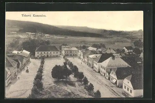 AK Thrová Kamenice, Marktplatz aus der Vogelschau