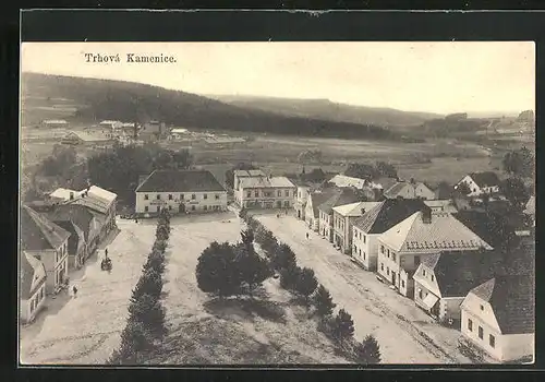 AK Thrová Kamenice, Marktplatz aus der Vogelschau