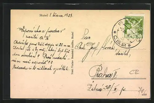 AK Skutec, Strassenpartie aus der Vogelschau