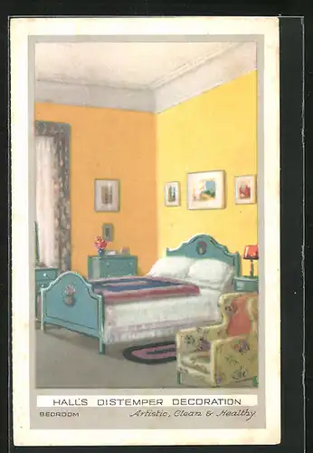 Künstler-AK Hall`s Distemper Decoration, Bedroom, Jugendstil