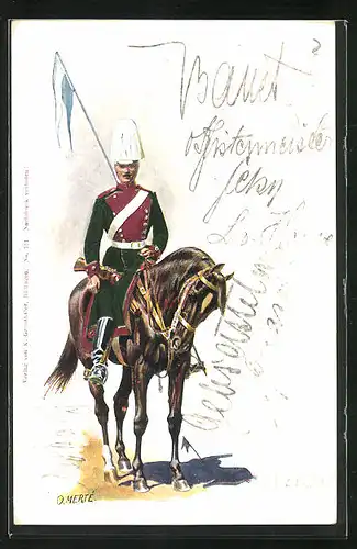Künstler-AK O. Merte: Ulane zu Pferd mit Lanze