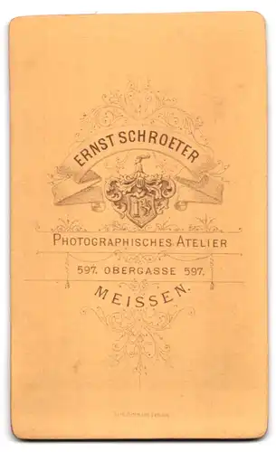 Fotografie E. Schroeter, Meissen, Obergasse 597, Portrait intellektueller Herr mit Brille und Vollbart