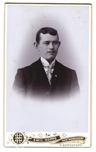 Fotografie Emil Hoppe, Hartmannsdorf, Portrait junger eleganter Herr mit abstehenden Ohren