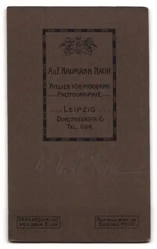 Fotografie A. u. F. Naumann Nachf., Leipzig, Dorotheen-Str. 5, Portrait bürgerlicher Herr mit Brille und Schnauzbart