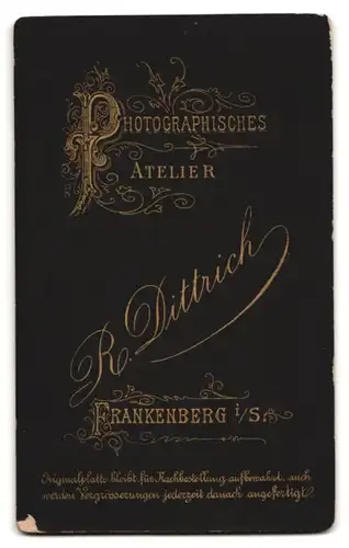 Fotografie R. Dittrich, Frankenberg, Freibergerstr. 206, Portrait Dame mit ernstem Blick und Blütenschmuck