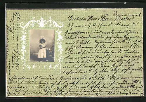 Foto-Collage-AK Mädchen mit grossem Hut