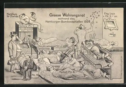 AK Hamburg, Bundesschiessen 1909, Grosse Wohnungsnot