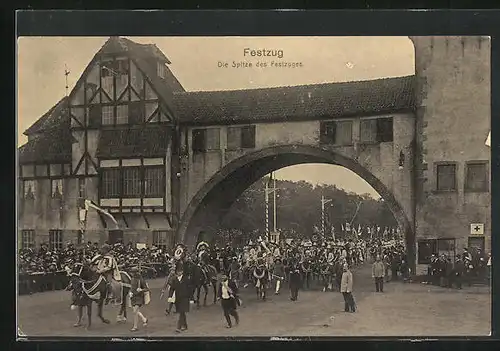 AK Hamburg, 16. Deutsches Bundesschiessen 1909, die Spitze des Festzuges