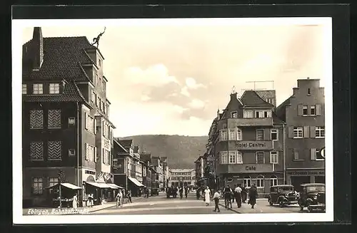 AK Ebingen, Bahnhofstrasse mit Hotel Central
