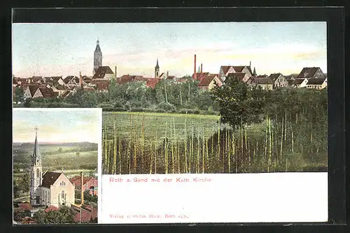 AK Roth a. Sand, Teilansicht mit der Katholischen Kirche