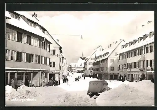 AK Freudenstadt /Schw., Lossburgerstrasse mit Blick zum eingeschneiten Marktplatz