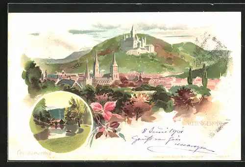 Lithographie Wernigerode, Schloss am Berg, Christianenthal