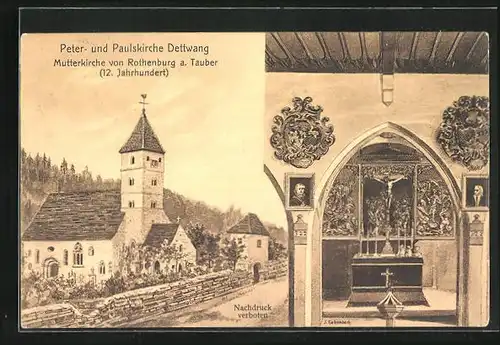 AK Rothenburg a. Tauber, Peter- und Paulskirche Dettwang, Mutterkirche