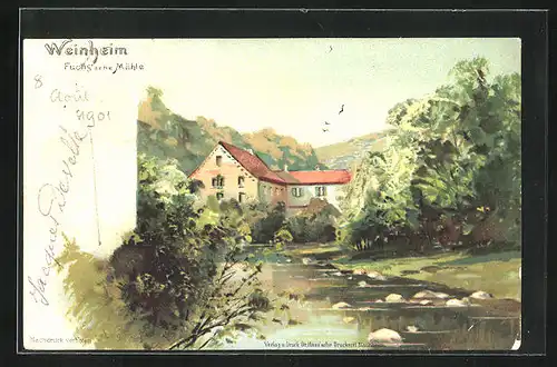 Künstler-AK Weinheim, Fuchs`sche Mühle