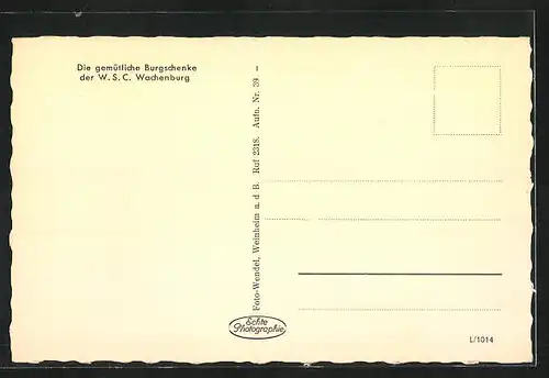 AK Weinheim a. d. B., Gasthaus W. S. C. Wachenburg, Innenansicht