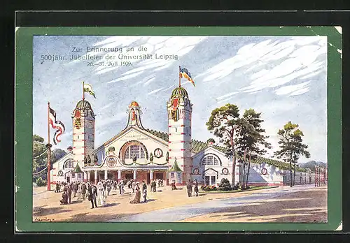 Künstler-AK Leipzig, 500jähr. Jubelfeier der Universität 1909, Festhalle