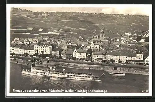 AK Rüdesheim a. Rhein, Fliegeraufnahme mit Jugendherberge